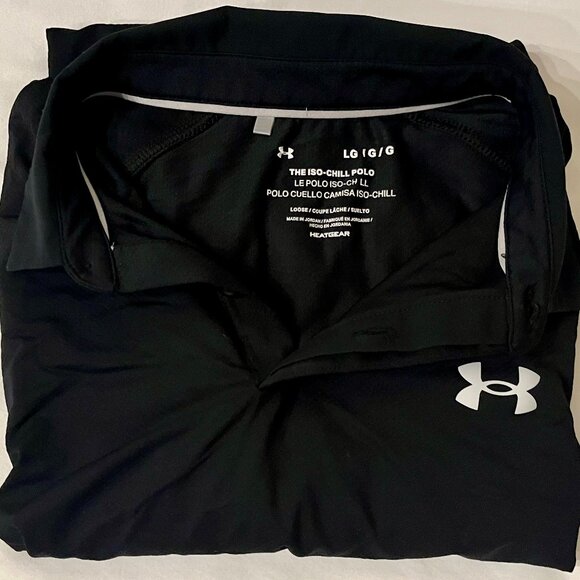 Mens Under Armour Black Iso-Chill Loose Fit Performance Polo Size Large - Picture 3 of 10